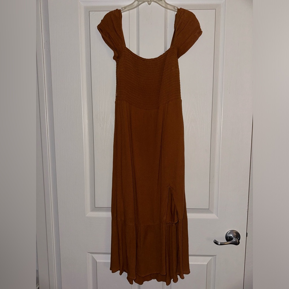 Abercrombie & Fitch Camel Colored Midi Dress